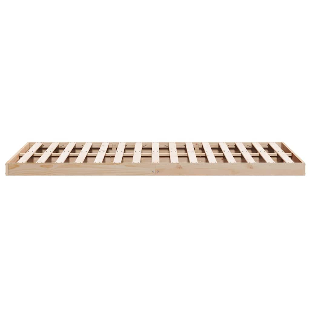Floor Bed Frame Natural 140 X 220 Cm Solid Pine Wood