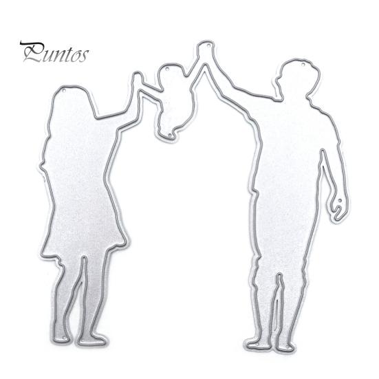 

Женщины Мужчины Ребенок Вырубной Штамп Бумага Скрапбукинг Пригласительный Шаблон Инструмент Форма серебряный