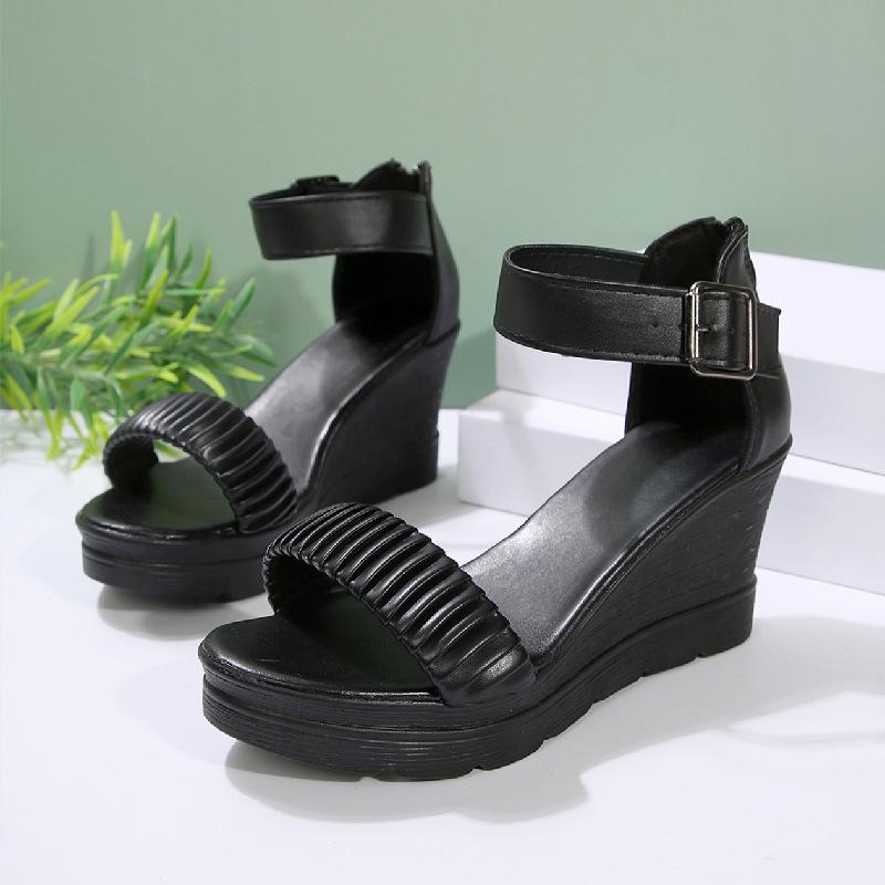 

Fashion Plus Size Women s Open Toe Wedge Sandals Summer New Platform Ankle Strap Sandals for Women Outdoor Casual High Heel Sandalias 35