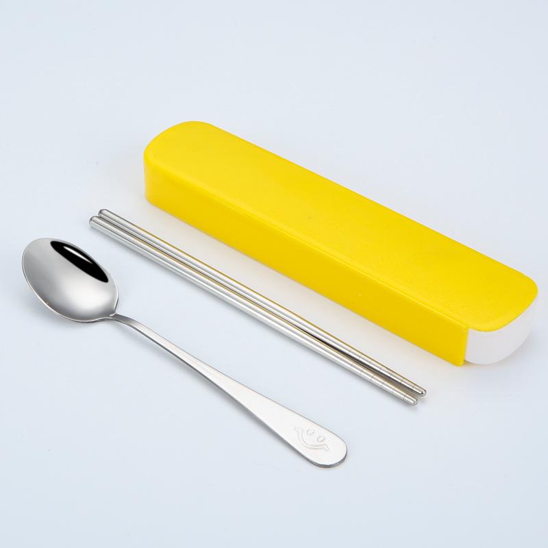 Portable Stainless Steel Cutlery Set: Spoons, Chopsticks, Knife, Fork - Three-Piece Set