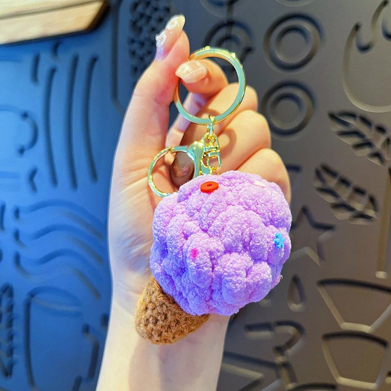 

1 шт. Прочная пряжа Ключи от машины Мини-вафельные рожки Идеально подходят для сумок С красочными шариками Подвески для сумок Женские