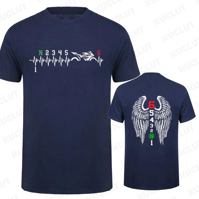 1N23456 Motorcycle Gear Biker Heartbeat Graphic Print T Shirt Men T-Shirts Summer Men's T Shirt Clothing Oversized Men Tshirt