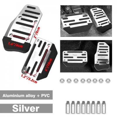 Silver Non-Slip Automatic Gas Brake Foot Pedal Pad Cover Car Parts Aluminum EOA