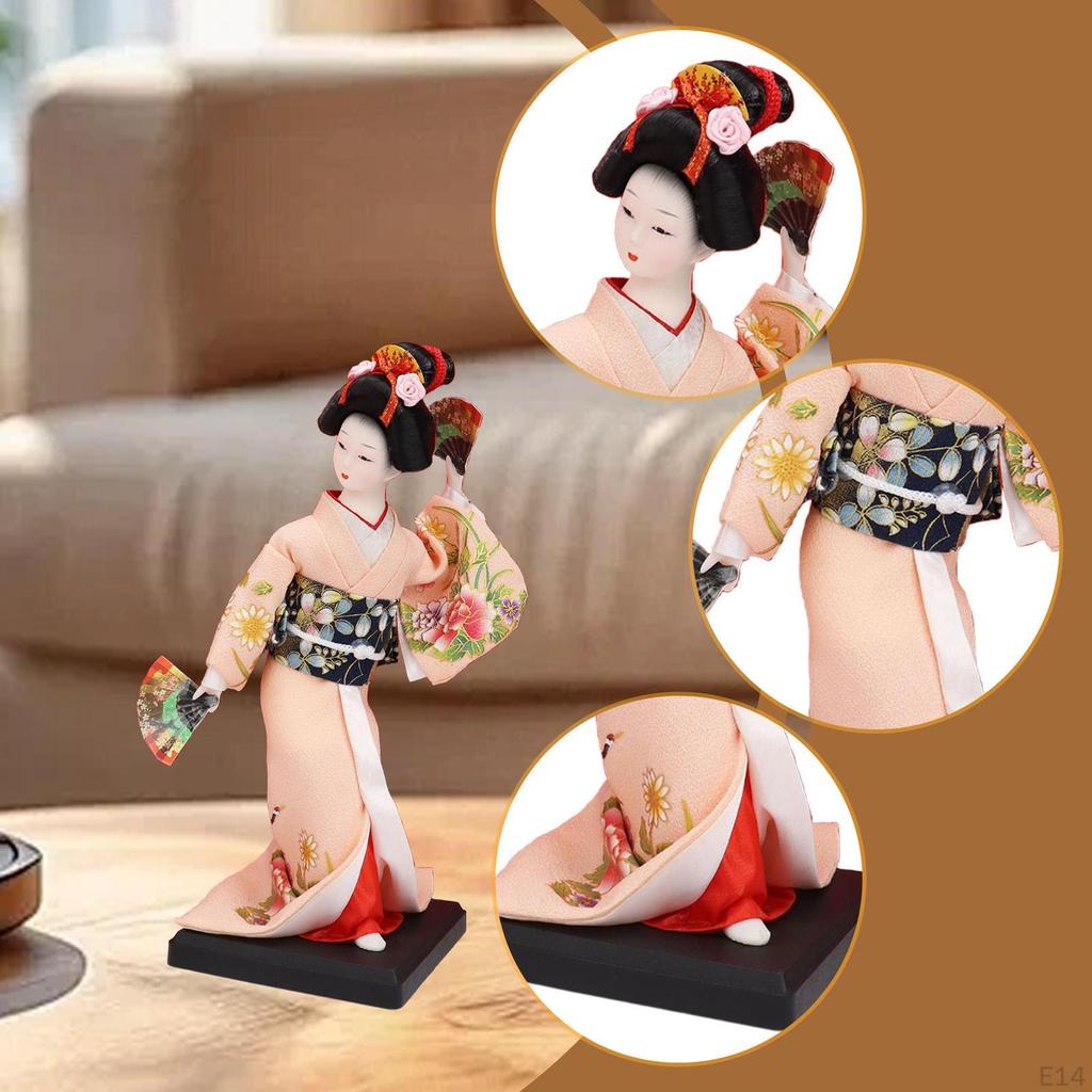 Ethnic Japanese Geisha Doll Collectible Figurine Female Statue Kimono for Home Office
