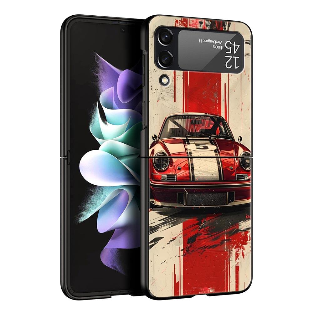 Phone Case for Samsung Galaxy Z Flip 3 4 5 6 Folding Black Shell JDM Tokyo Drift Sports Car For Samsung Z Flip4 Flip5 PC Cover