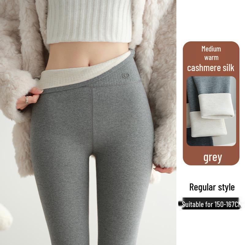 Korean Style High Waist Velvet Base Layer Pants for Women - Winter Slimming, Comfortable, Stretchy, and Non-Bulky.