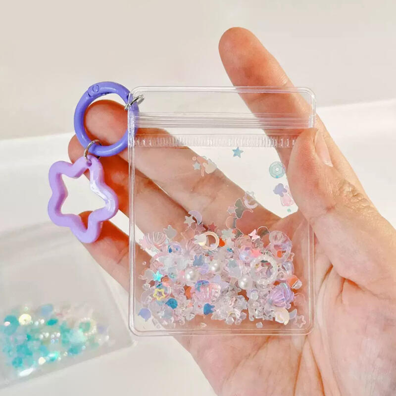DIY Materials for Making a Punched Pvc Mini Zipper Bag Keychain