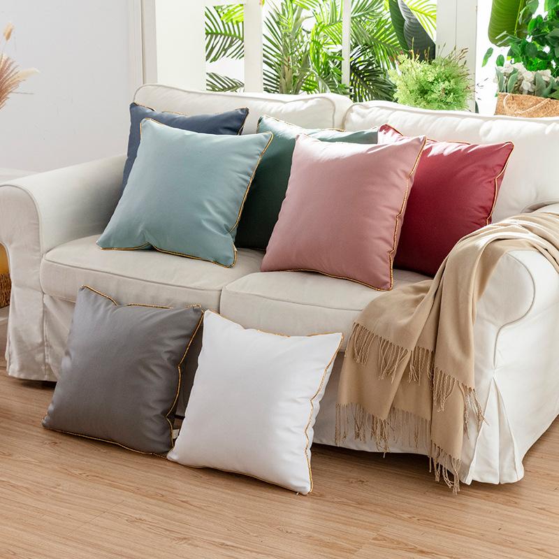 Technology Cloth Pillow Case Nordic Ins Living Room Sofa Pillow Imitation Leather Waterproof Pillow Sofa Cushion Pillow Case