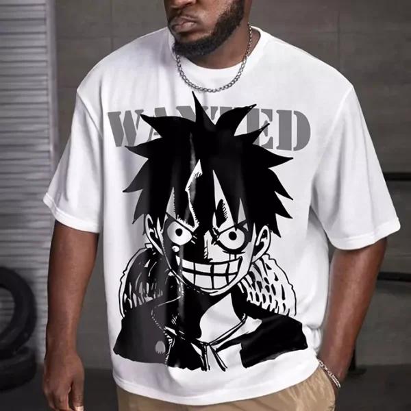 

Summer 2026One Piece Munch D Luffy WantedBlack and White Line Draft Theme100Cotton Printed Loose Tshirt for Boys and Girls S