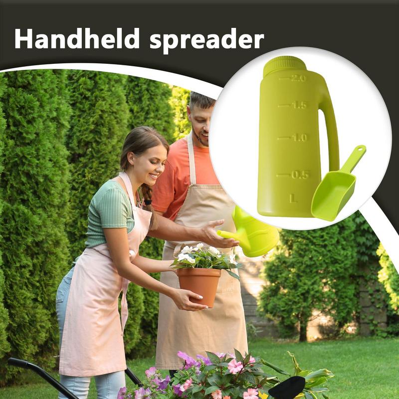 1pcs 2L Hand Held Spreader with Scoop For Seed Fertilizer Salt Gardening Tool Watering Can Seeding Tool Portable Fertilizer