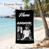 Jung Kook Custom Name Printed Beach Towel Personalized Soft Towel For Swimming Beach Travel