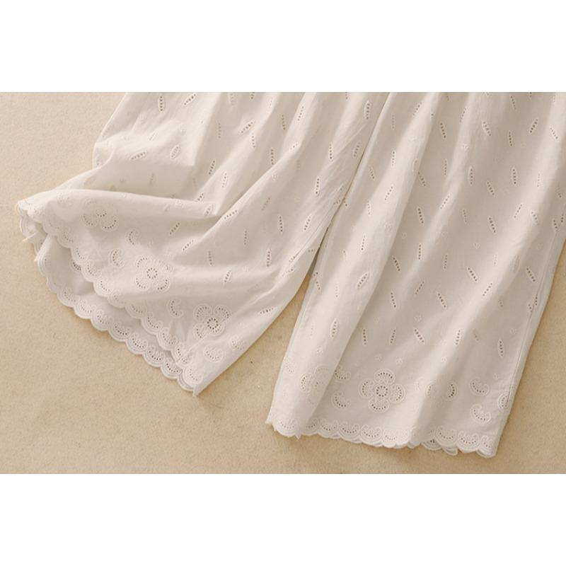DIMANAF Summer Plus Size Women High Waist Basic Elastic Pants Loose Casual Trousers Cotton Wide Leg Pants