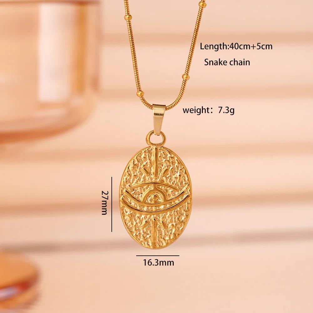 All Stainless Steel Gold Color Sun Moon Star Square Pendant Necklaces for Women Men Fashion Vintage Jewelry Gift for Friends