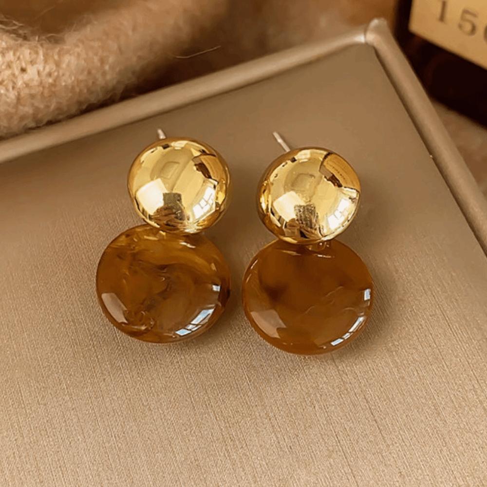Pendant Vintage Women's Earrings Fashion Jewelry Amber Ear Stud Amber Color Earrings  Women