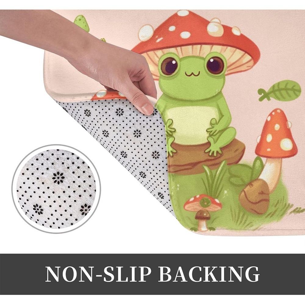 1PC Frog & Mushrooms Forest Kitchen Rug Non-Slip Door Mat Pop design Bathroom Rug Bath Mat Carpet for Home Sink Laundry Decor