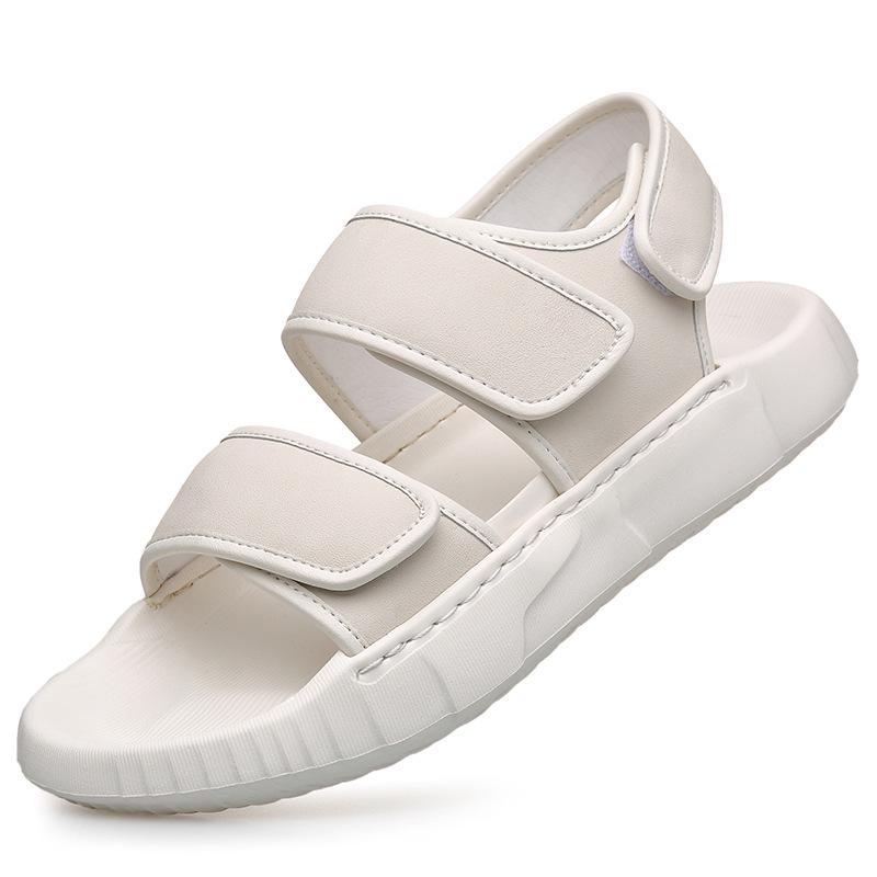 Men s Versatile Summer Beach Sandals: Comfortable Cowhide, Lightweight Foam Sole, Breathable Velcro Slip-On. 39 белый