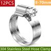Hose Clamps 304 Stainless Steel 8-70mm Adjustable German Worm Gear Mini Metal Pipe Hose Clamp Fuel Line Heavy Duty Tube Clamp