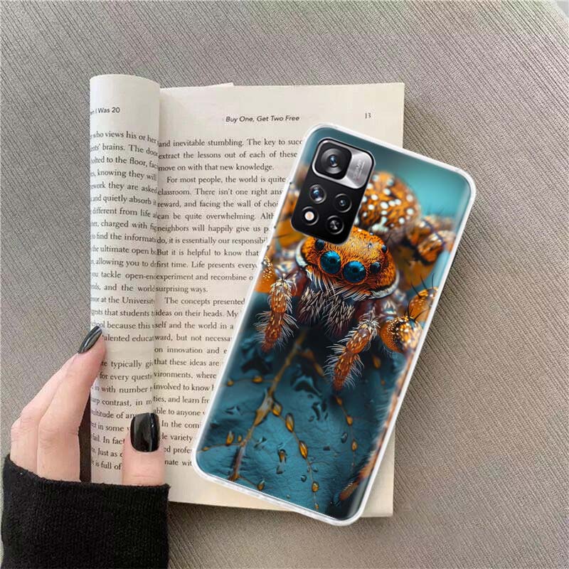 Spiders on the Spider Web Phone Case For Redmi Note 13 12 Pro Plus 14 15 Pro 5G 11 11T 11E 11S 10 Pro 10S 9 9S Cover Cell Clear