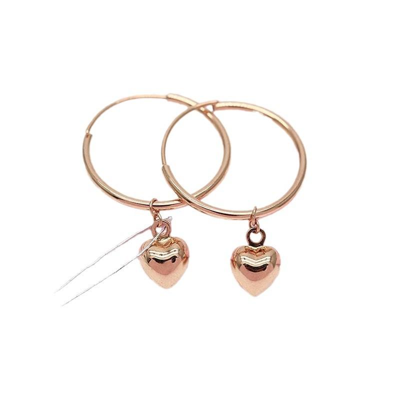 Exquisite Russian Purple Gold Korean Version Peach Heart Simple Earrings Plated Rose Gold Color Gold Heart-Shaped Glossy Love Earrings