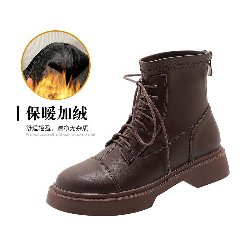 

Короткие кожаные ботинки Мартин женские 2025 новые осенне-зимние женские ботинки на плоской подошве на толстой подошве универсальные ботинки ретро коричневые короткие ботинки 40