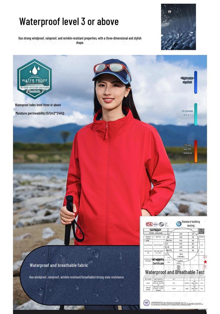 Wasserdichte Herren Outdoor Jacke mit Stehkragen 2025 - Netzgefüttert, Einlagig, Windjacke für Herbst/Winter