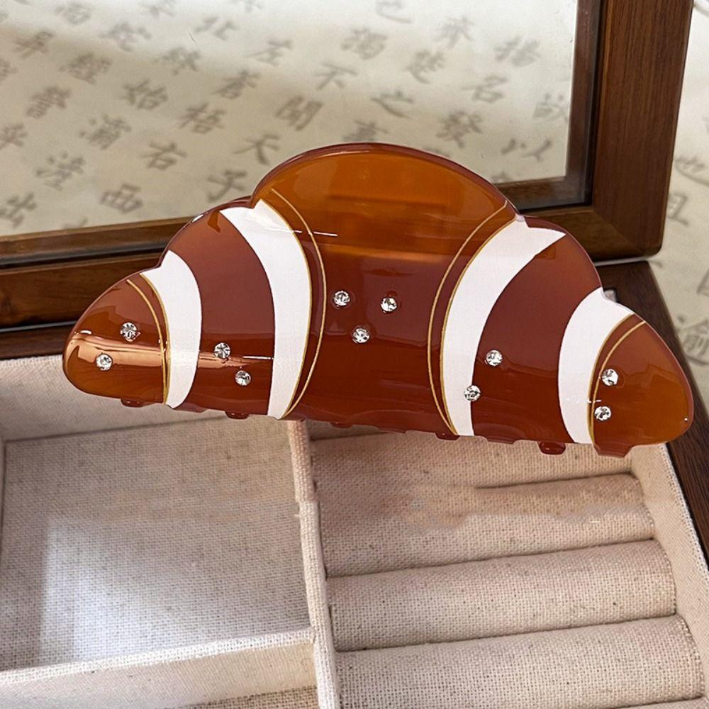 Funny Croissant Hair Claw Coffee Acetic Acid Shark Clip Fashion French  Crab Clip  Headdress