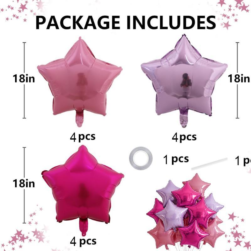 12Pcs 18Inch Multicolor Star Balloon Foil Balloon Pentagram Helium Balloon Christams Birthday Party Wedding Decoration