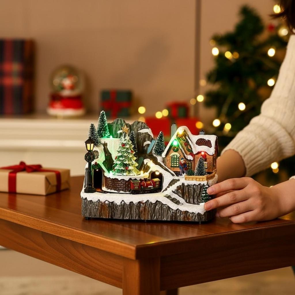 Light up Village House Ornament Multicolor Tabletop Decoration Decorative