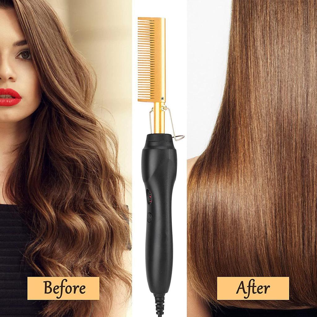 Wet and Dry Electric Heating Copper Comb - Straightening, Perming, Curling Iron Hairdressing Tool