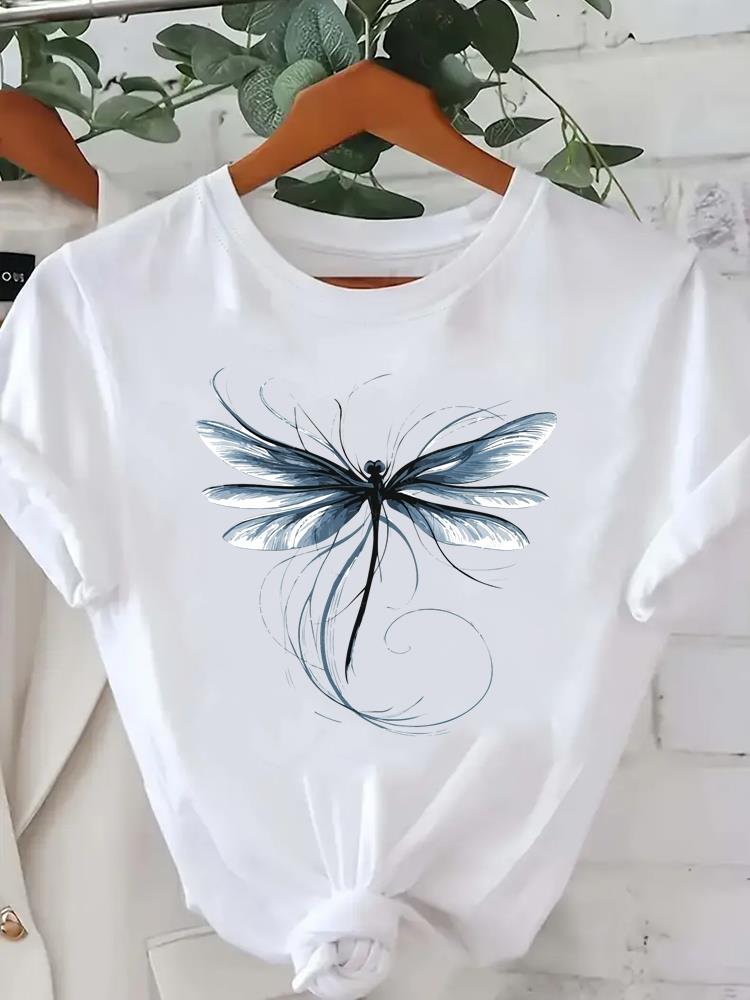 (Asian Size) Flower Letter Trend Women Tee Fashion Lady Clothing Casual T Shirt Female Top Printed Graphic Short Sleeve T-shirts