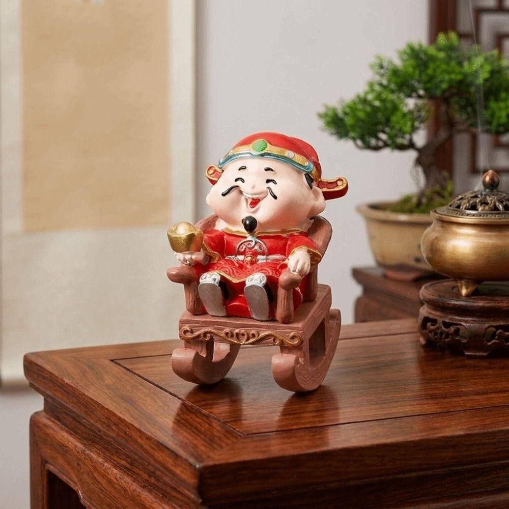 Resin God of Wealth Ornament Best Wishes Fortune Desktop Decoration Workstation Ornament