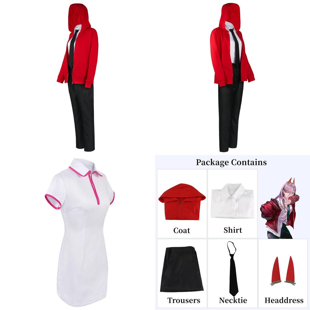 Oszałamiający kostium Chainsaw Man Makima Power z peruką Reze na imprezę Halloweenową