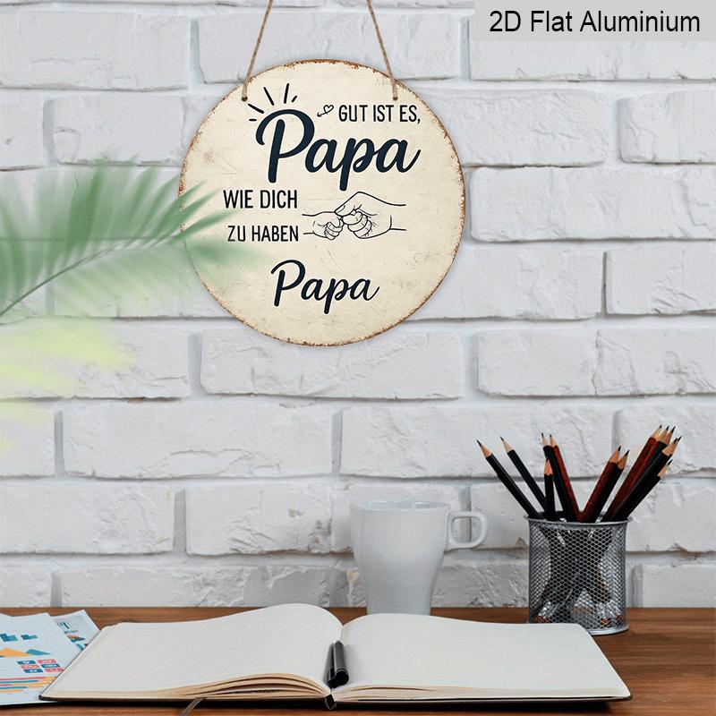 2D Flat, 1pc Vintage Aluminum Sign, German Father'S Gratitude Quote with Fist Pattern Decoration Plaque, Suitable for Bedroom, Living Room, Dining