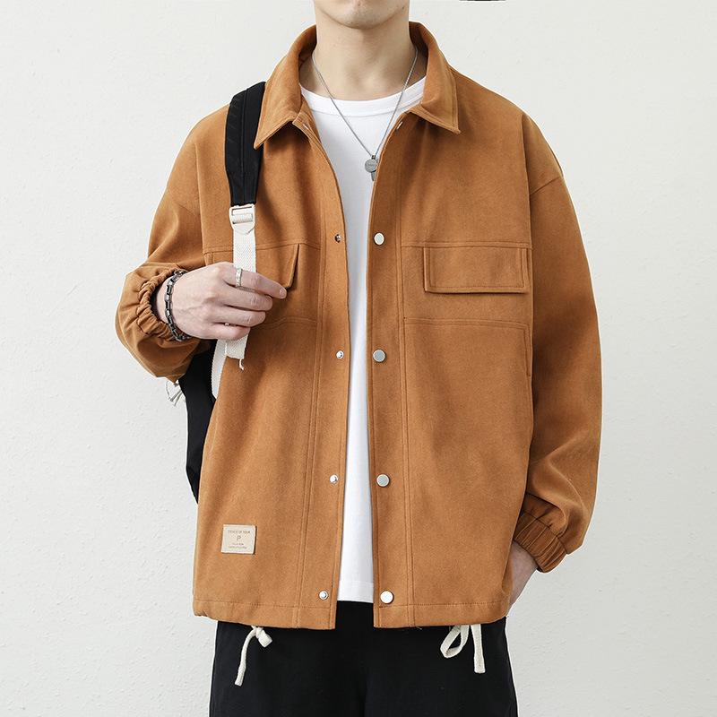 Jacke Herren Frühling und Herbst Lockeres Oberteil Lässig Hübsch Revers Junge Jacke