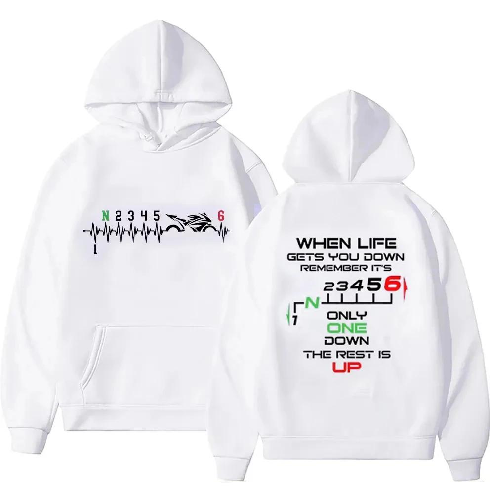 1N23456 Motorcycle Gear Biker Heartbeat Print Men's Hoodies Male Pullover Clothing Oversized Sweatshirts Graphic Women Tracksuit