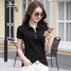 Women‘s Polo Collar Short Sleeve Slim Fit T-Shirt Cotton Solid Casual Summer Top