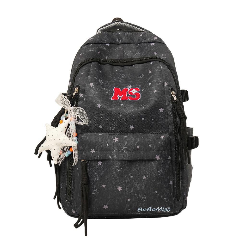 Schoolbag New American Retro Backpack Female Embroidery Letter Simple Travel Backpack Male Junior High School High School Student Schoolbag Female