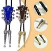 Geflochtener Schnürsenkel Gitarrenkopf Bolo Tie Geschnitzter Anhänger Cowboy Krawatte Halskette