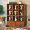 1pc 2/9 Squares Vintage Wooden Dividers Organizer with 2 Drawers,Makeup&perfume&dolls Display Container Cabinet.