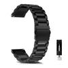 LuFiYa Uhrenarmband Gürtel 18mm 20mm 22mm 24mm Ersatz Edelstahl Armbanduhr Metallarmband Business Stil Einstellwerkzeug Enthalten Schwarz (22mm)