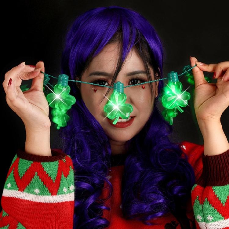 Light Glowing LED Necklace Flashing Light-up Blinking Clovers Lights Necklace