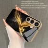 2D Phoenix Pattern Flowing Light Phone Case for Samsung Galaxy S26 S25 S24 S23 S22 S21 S20 A56 A55 Golden Glass Protective Cover