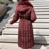 Plus Size Winter Long Parkas For Women L-7XL Detachable Sleeves With Belt Big Faux Fur Collar Hooded Loose Thick Fashion Coat