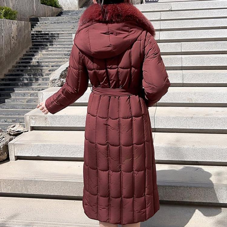 Plus Size Winter Long Parkas For Women L-7XL Detachable Sleeves With Belt Big Faux Fur Collar Hooded Loose Thick Fashion Coat