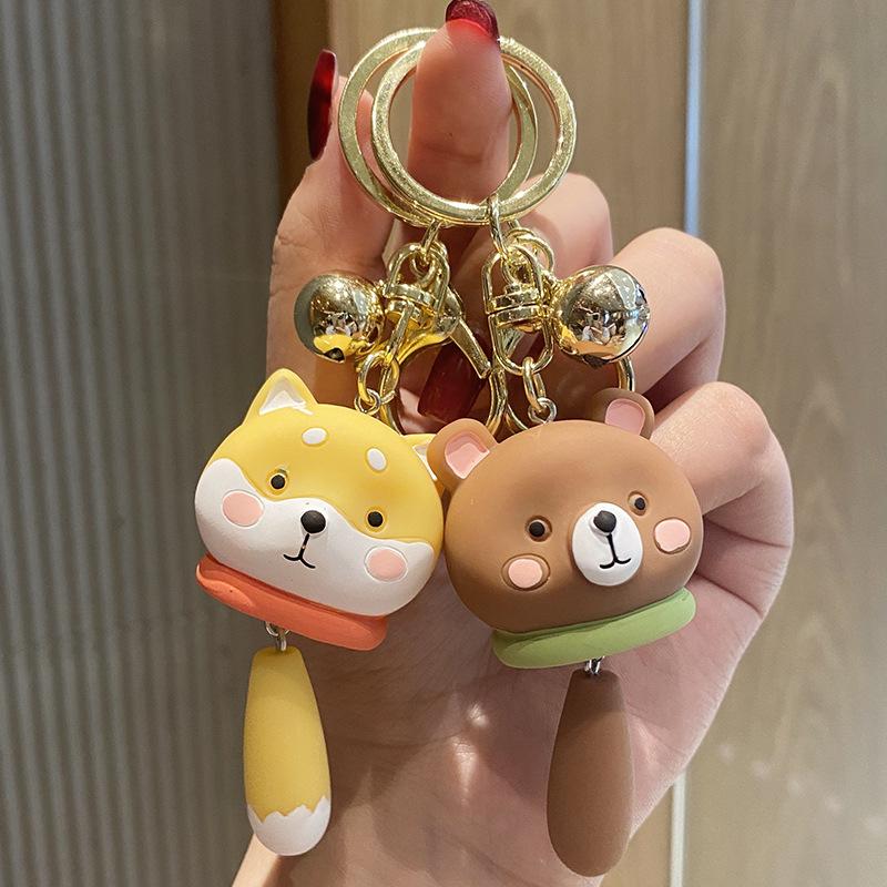 Cartoon Blush Resin Small Animal Keychain Women'S Fashion Car Key Chain Creative Couple Bag Pendant