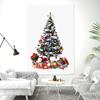White Realistic Christmas Tree Wall Tapestry Gold Red Ornament Ball Tinsel Gift Box Bow Minimalist Holiday Aesthetic Home