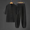 Men's Summer Thin Chinese Style Kung Fu Shirt Set Tea Zen Clothing Men Breathable Cotton Traditional Outfit Man Hanfu Tang Suits