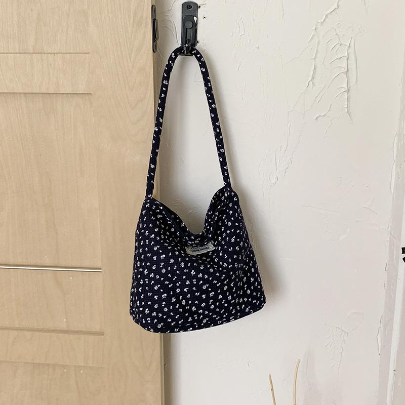 Women Floral Dot Canvas Tote Bag Mini Shoulder Handbag Casual Daily Purse