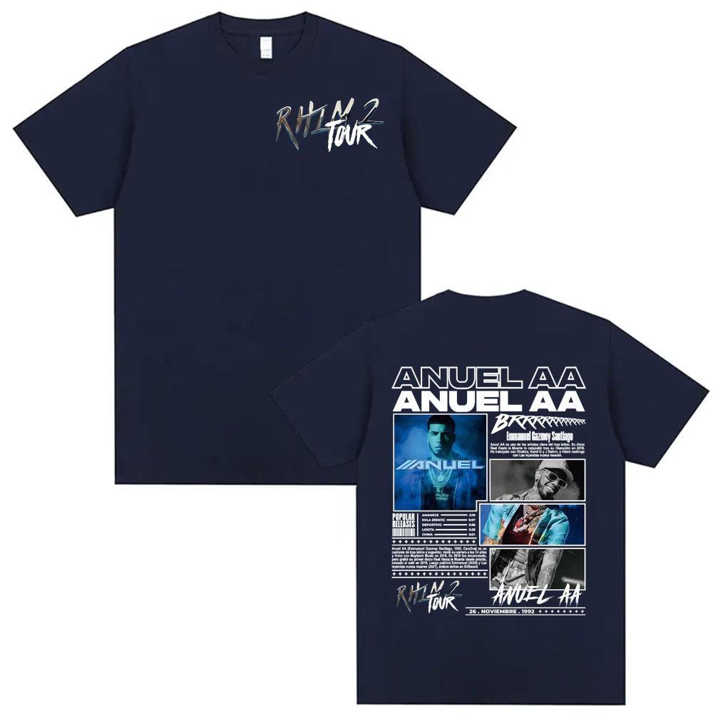 Rapper Anuel AA Rhlm 2 Album 2025 Tour Tshirts Unisex Women Fashion Hip Hop Gothic Clothes T Shirt Short Sleeve Tshirt Streetwear