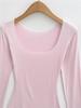 Koreanischer Stil Schlank geschnittenes Quadratischer Ausschnitt Glockenärmel Damen T-Shirt, Elegant Nische, Tailliert, Sexy Schlankmachendes Basisschicht Top